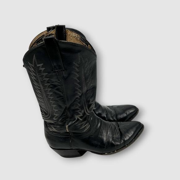 Vintage Cowtown Black Leather Western Cowboy Boots Men’s 9D Handmade USA